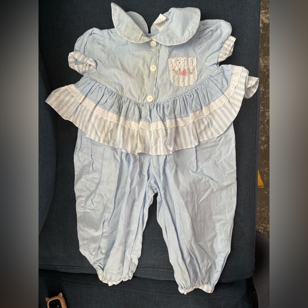 Blue Ruffled Kids One Piece